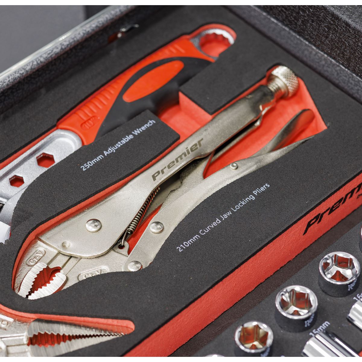 Sealey Premier Locking Pliers & Adjustable Wrench Set with Tool Tray 4pc TBT59