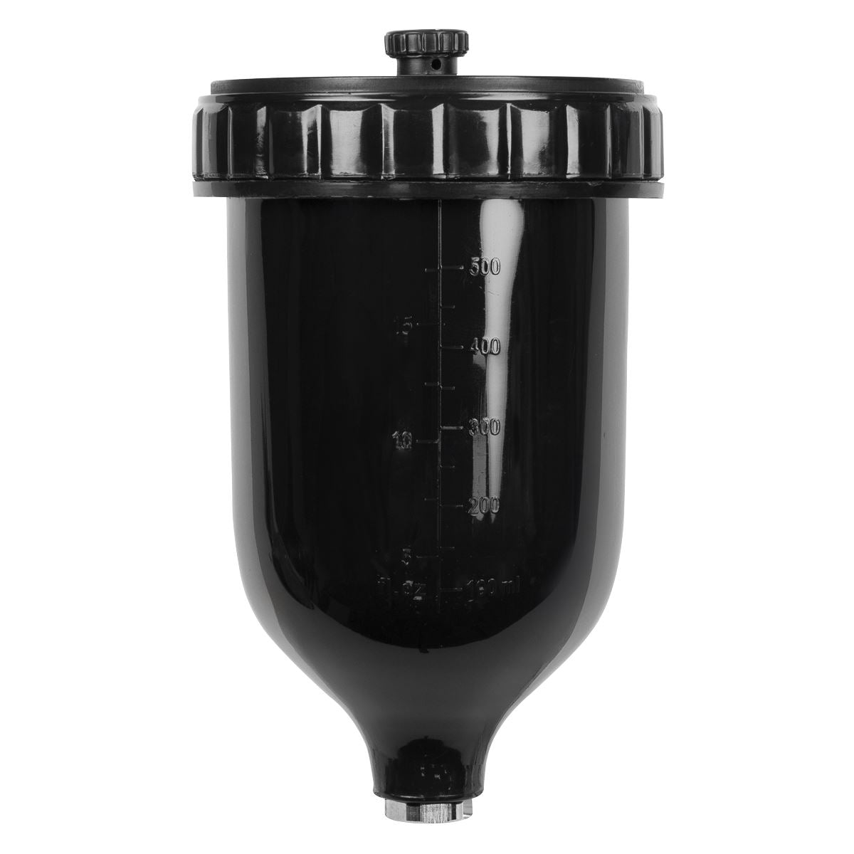 Sealey UV Paint Spray Gun Pot with Brass Fitting 600ml - Black PC02