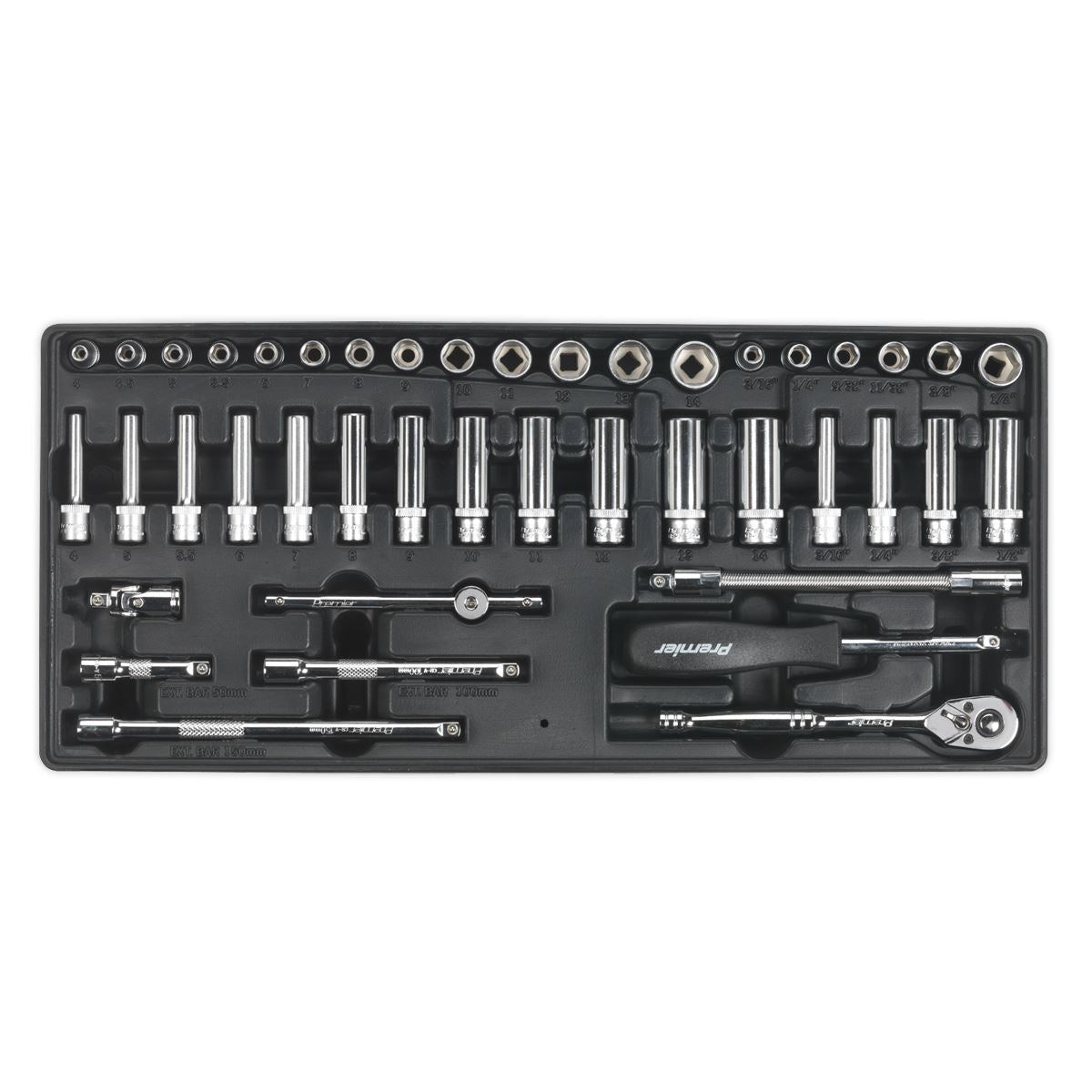 Sealey Tool Tray with Socket Set 43pc 1/4"Sq Drive TBT19