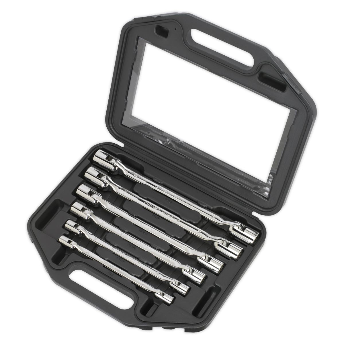 Sealey Double Flexi-Head Socket Spanner Set 6pc Fully Polished MM AK635