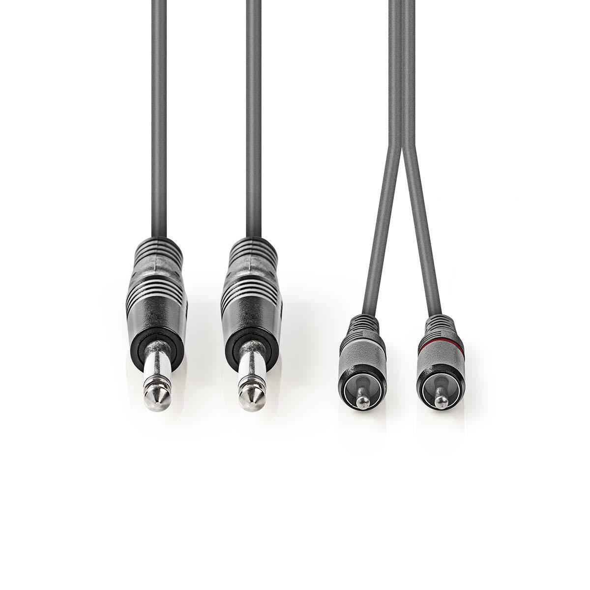 Nedis Stereo Audio Cable 2x 6.35mm Male to 2x RCA Male 1.5m Grey COTH23320GY15