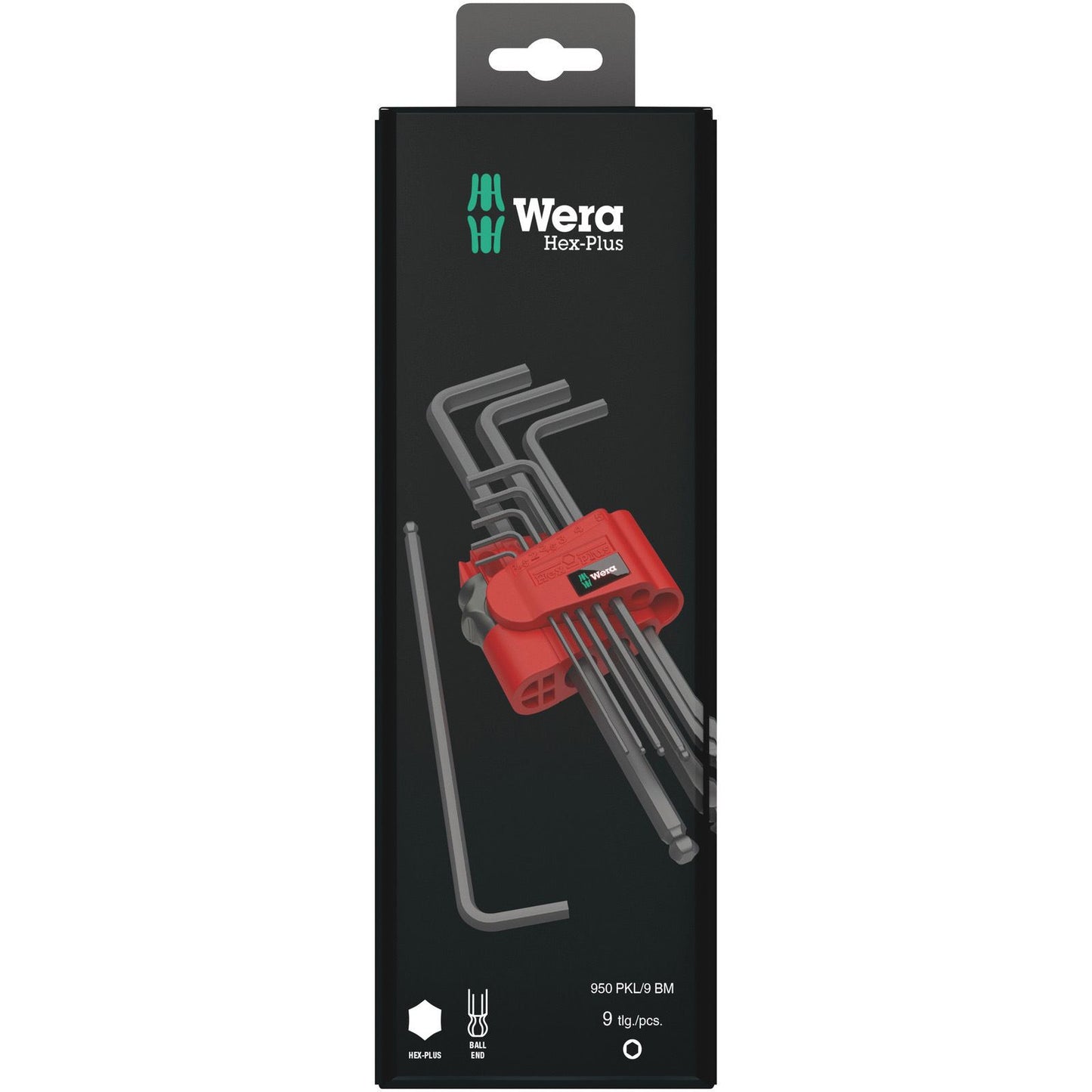 Wera 950Pkl/9Bm Sb Hexkey Set 1.5-10 Lng B/End B/Laser Carded 9Pc 073596