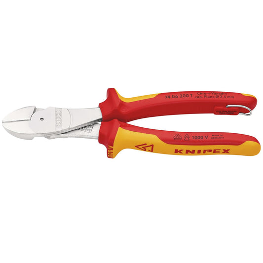 KNIPEX 74 06 200 T BK VDE Insulated High Leverage Diagonal Cutter, 200mm
