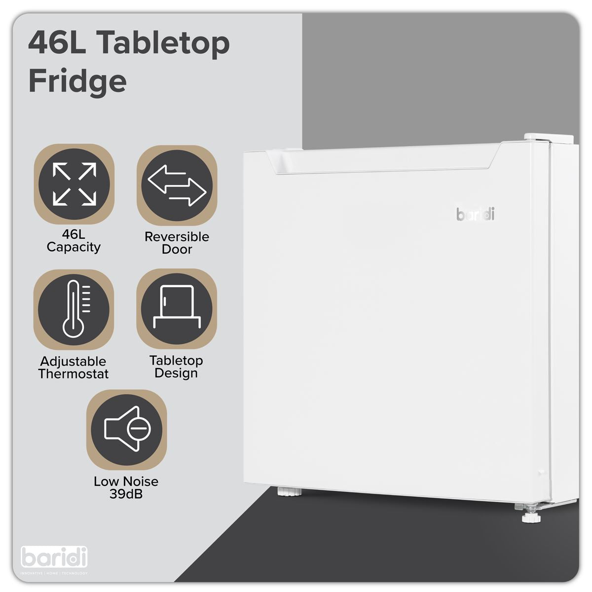 Baridi Tabletop Fridge with Ice Box, 46L Capacity DH256