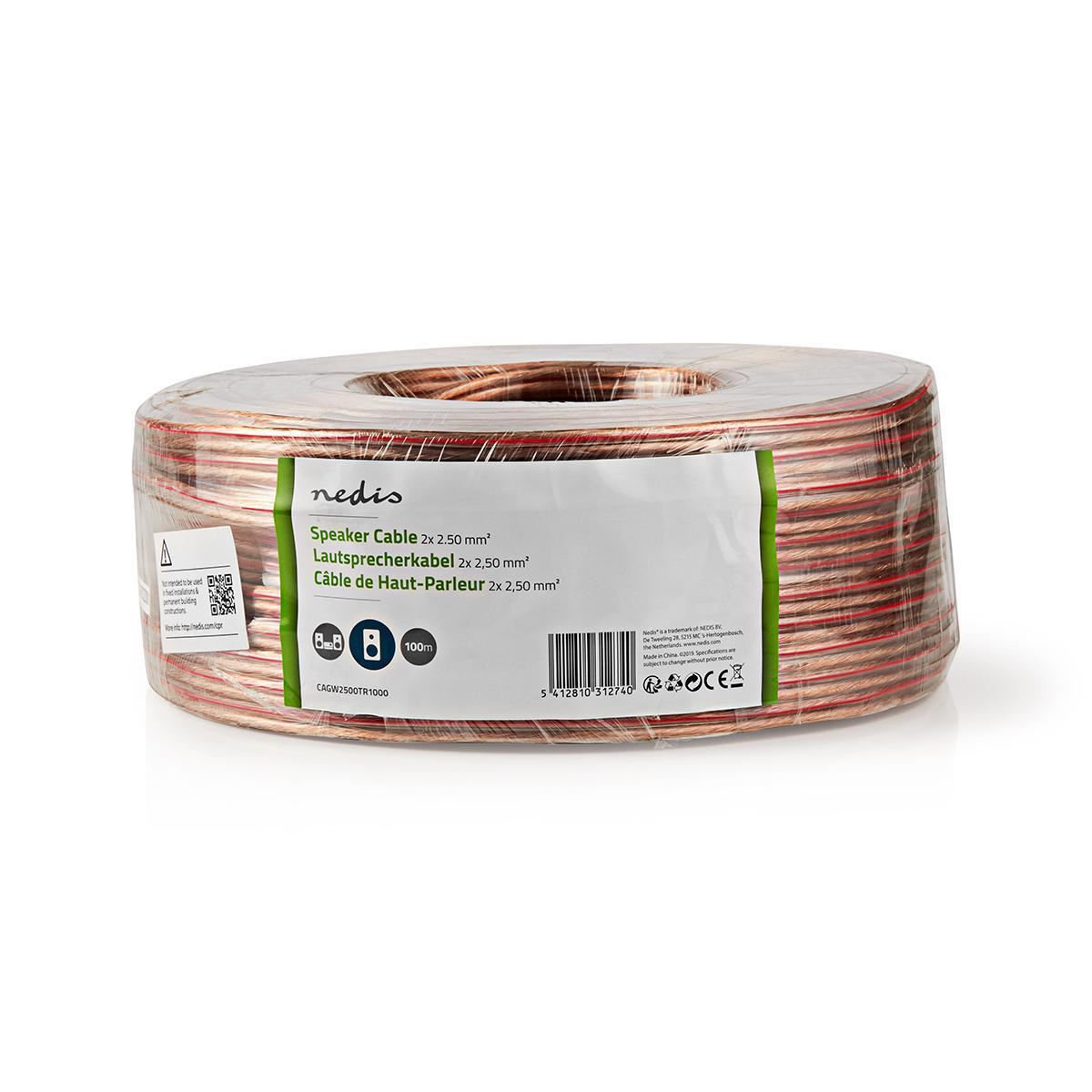 Nedis Speaker Cable 2x 2.50 mm2 100m Wrap Transparent - CAGW2500TR1000