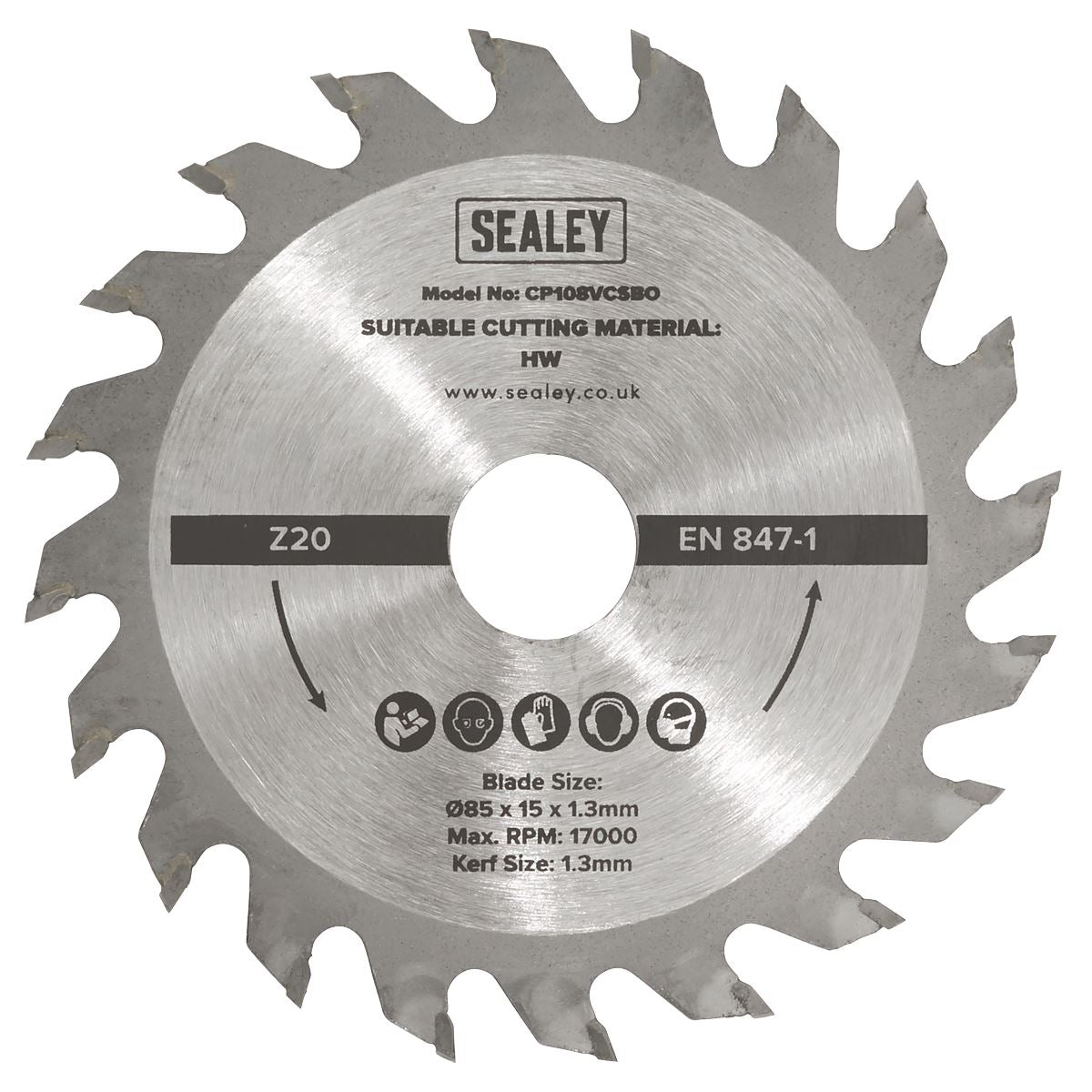 Sealey Circular Saw Blade 85 x 15 x 1.3mm 20tpu SM85B20