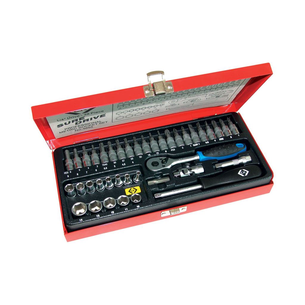 CK Tools Sure Drive 39 Piece Socket Set 1/4" Drive  T4655