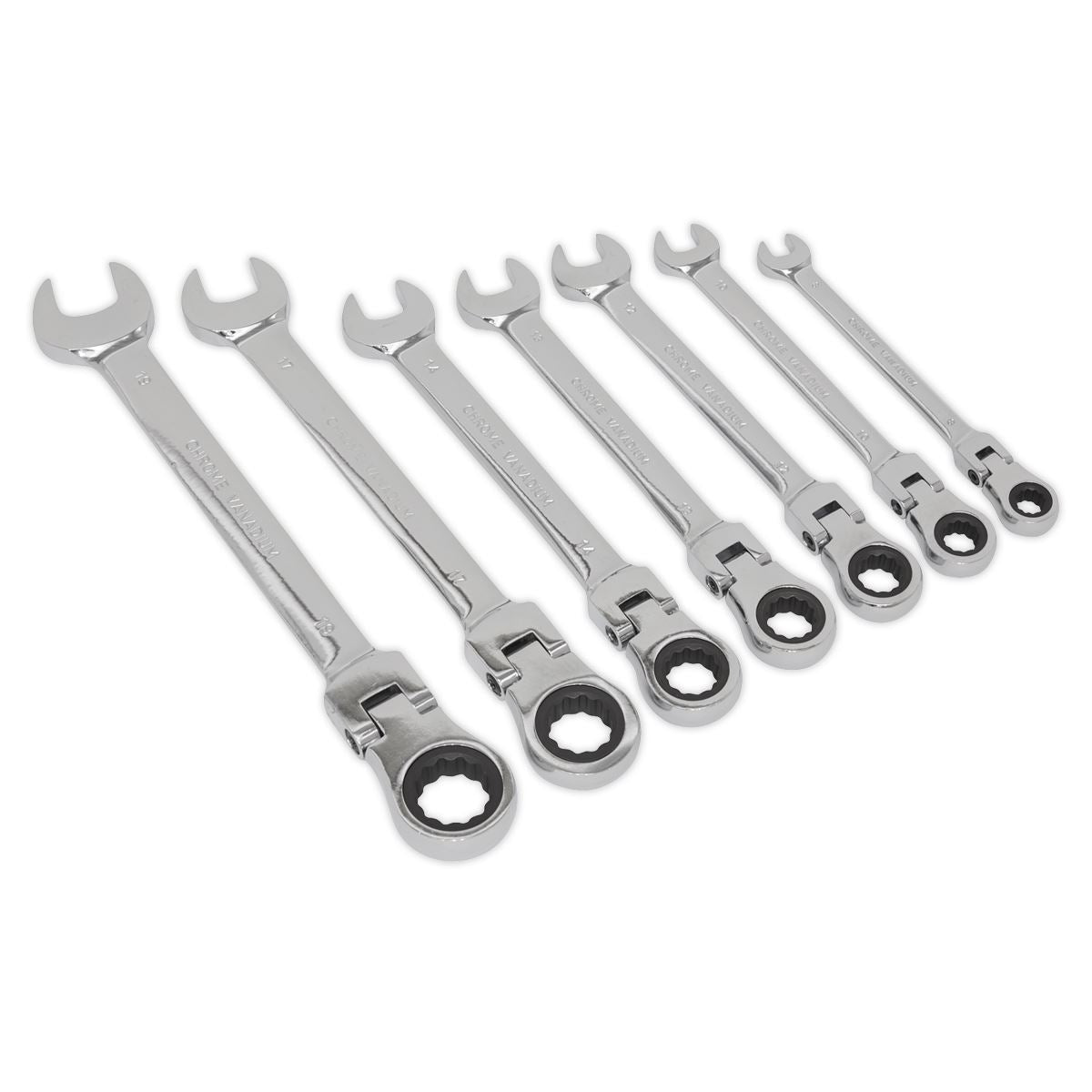 Sealey Flexible Head Ratchet Combination Spanner Set 7pc Metric S01143