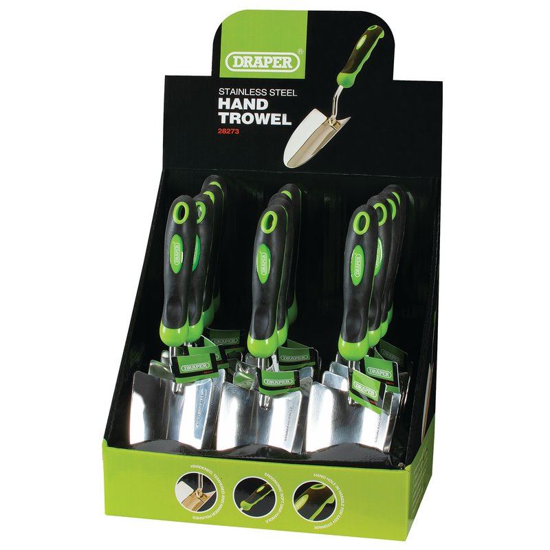 Draper Expert Trowel Stainless Steel Hand Trowel with Soft Grip Handle 28273