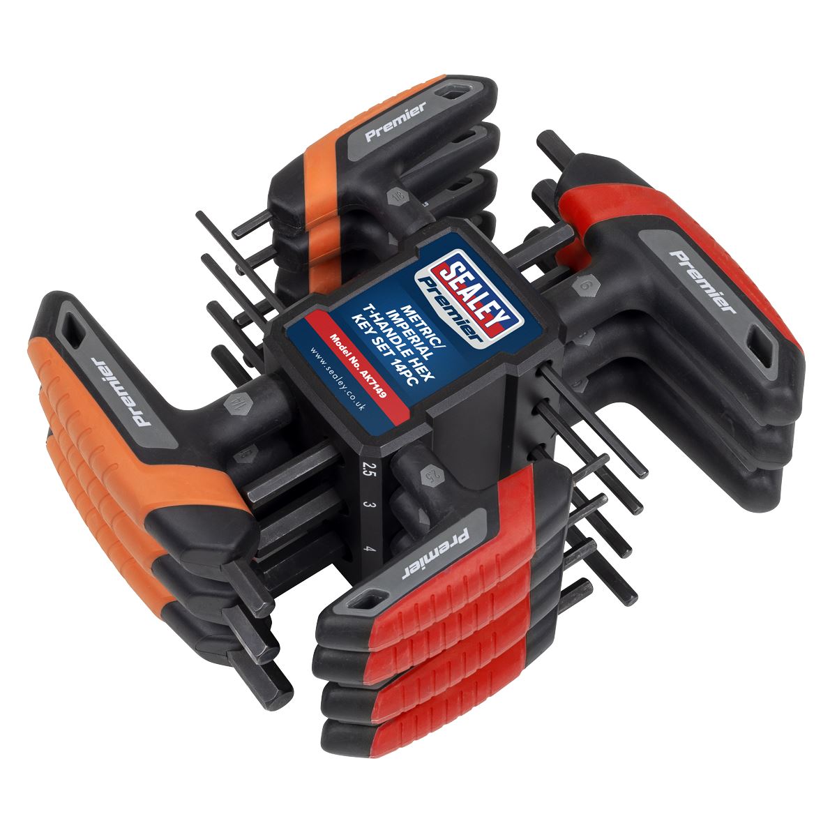 Sealey Premier Metric/Imperial T-Handle Hex Key Set 14pc AK7149