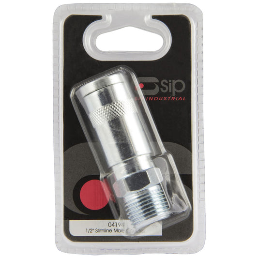 SIP Industrial 1/2" Slimline Silver Male Coupler