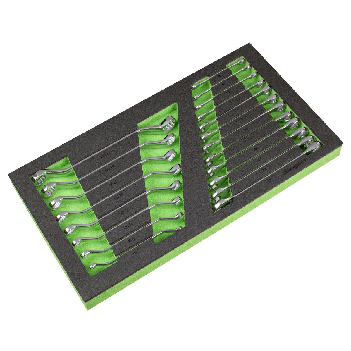 Sealey Siegen Tool Tray with Combination & Deep Offset Spanner Set 20pc - Metric S01273