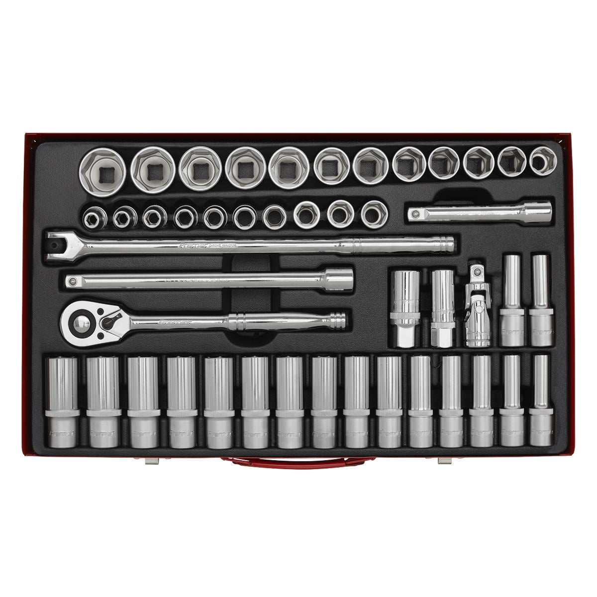 Sealey Socket Set 46pc 1/2"Sq Drive 6pt WallDrive - Metric AK6941