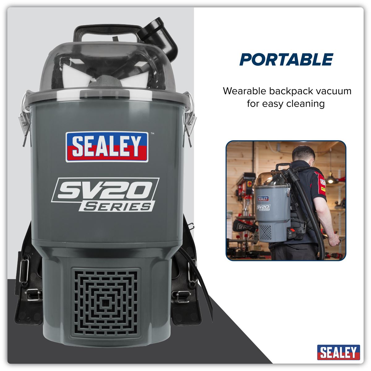 Sealey SV20 Series Backpack Vacuum Cleaner 40V - Body Only CP40VBV