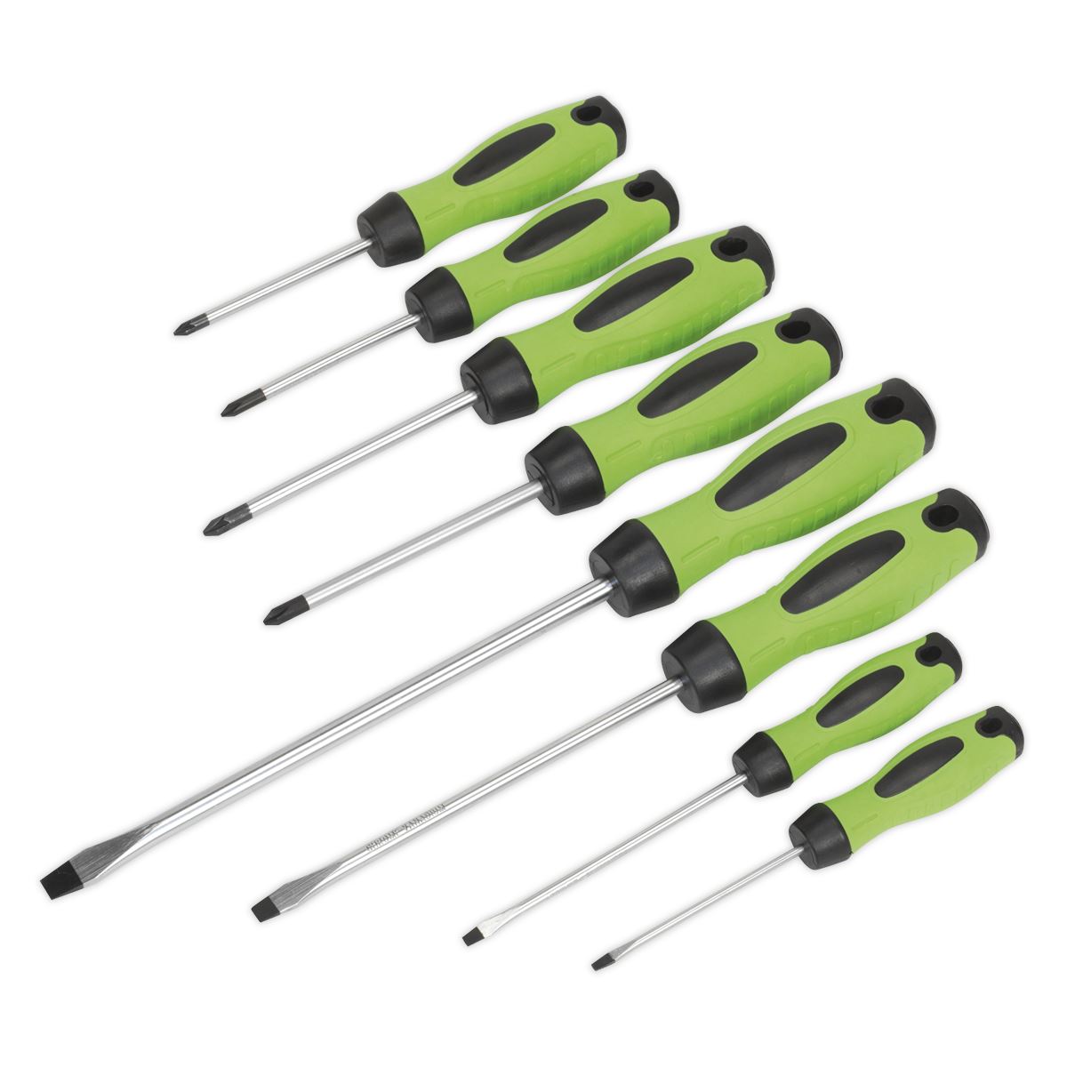 Sealey Screwdriver Set 8pc Hi-Vis Green HV001