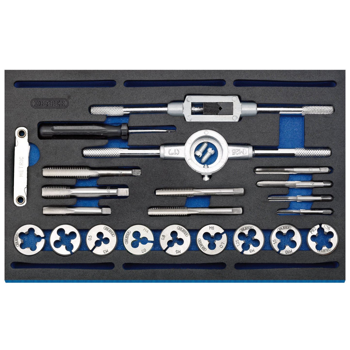 Draper Combination Tap & Die Set – Metric & BSP in EVA Foam Insert Tray, 22 pcs