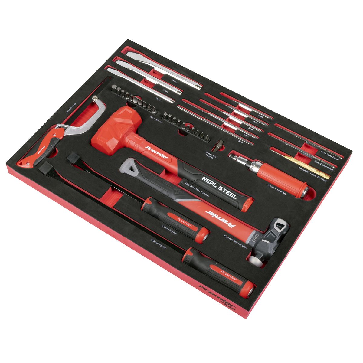 Sealey Premier Striking, Pry Bar, Impact Screwdriver Set with Tool Tray 39pc