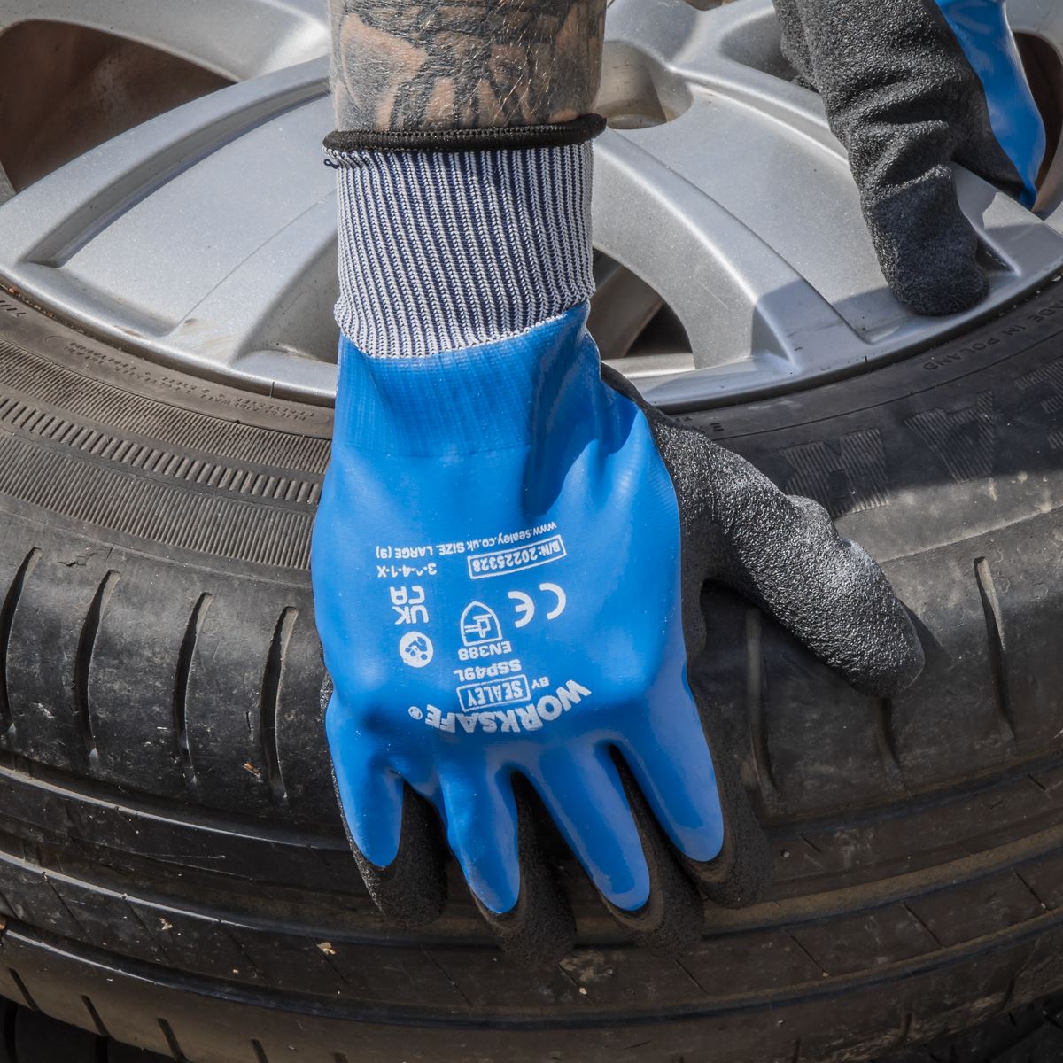 Sealey Waterproof Latex Gloves Large Pair SSP49L