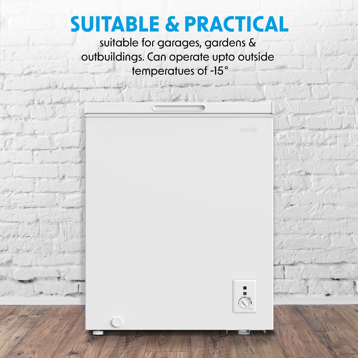 Sealey Baridi Freestanding Chest Freezer, 142L Capacity, Garages and Outbuilding Safe, -12 to -24�C Adjustable Thermostat with Refrigeration Mode, White DH120