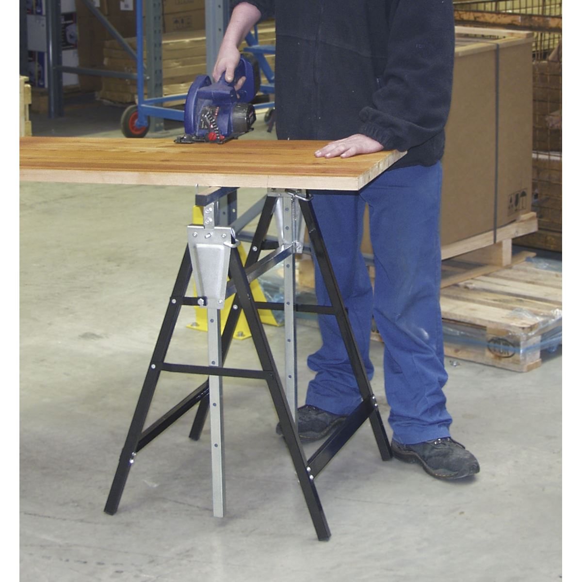 Sealey Fold Down Telescopic Trestle - 200kg Capacity - Pair FDT32