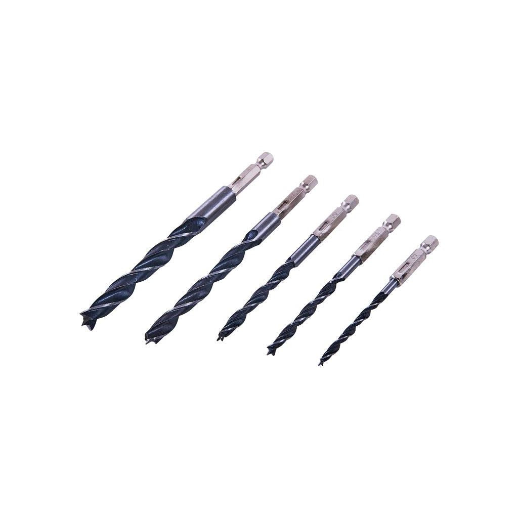 Amtech 5 Piece 1/4" Hex Shank 5 Piece Wood Drill Bit Set 4mm/5mm/6mm/8mm/10mm - F1735