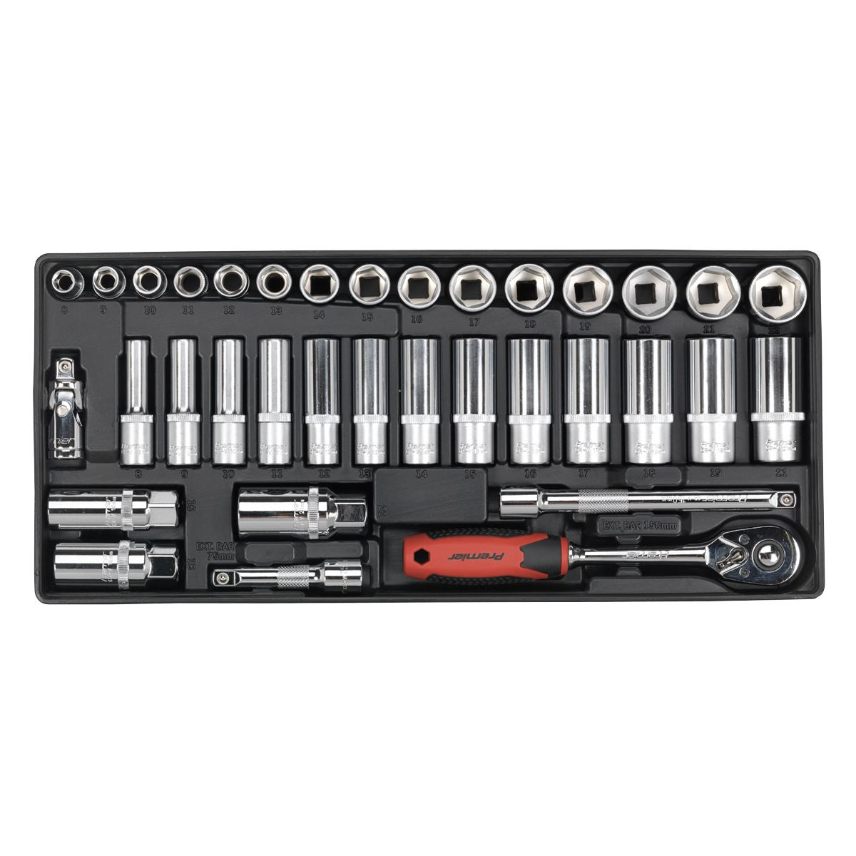 Sealey Tool Tray with Socket Set 35pc 3/8"Sq Drive TBT34