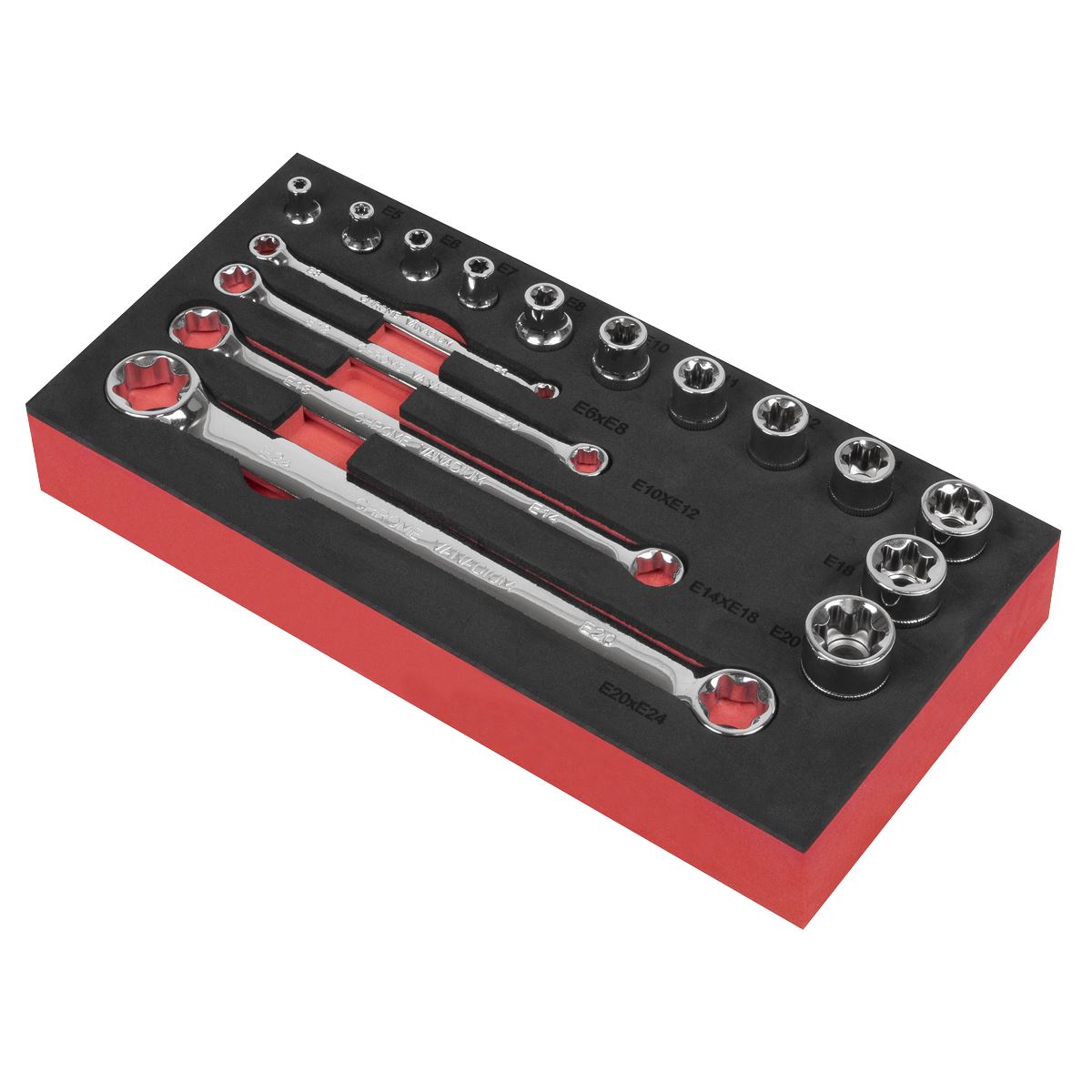 Sealey TRX-Star* 3/8"Sq Drive Socket & Spanner Set 16pc AK61801