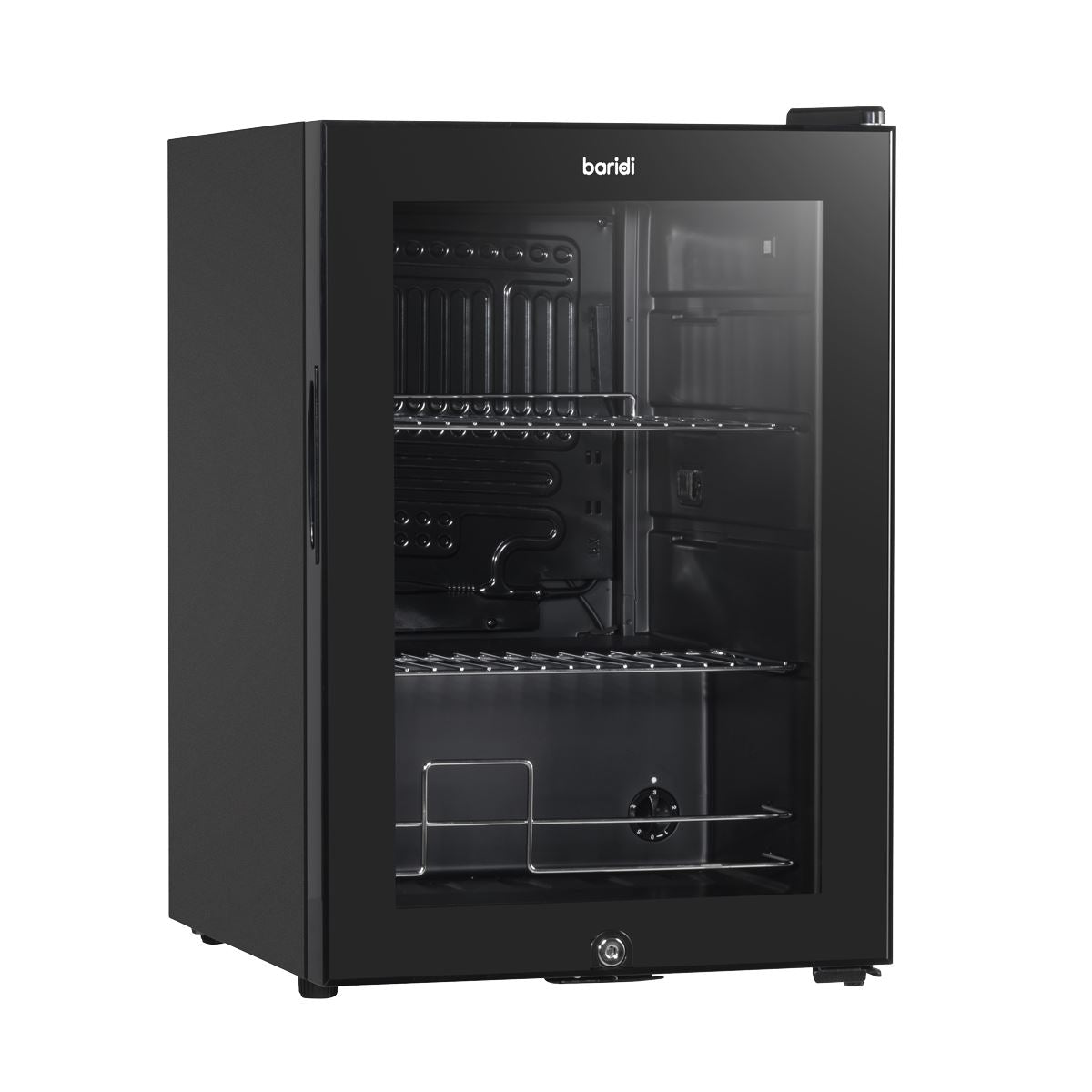 Baridi 60L Beer & Drinks Fridge with LED Light, Black and Glass Door DH62