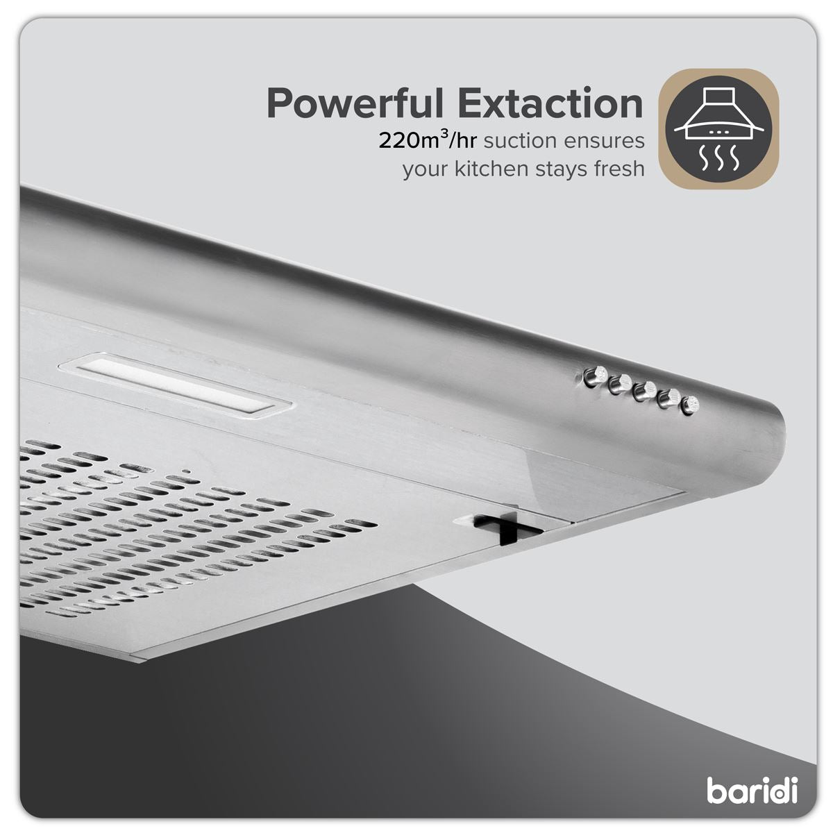 Baridi Visor Cooker Hood Extractor Fan 60cm - Stainless Steel DH108
