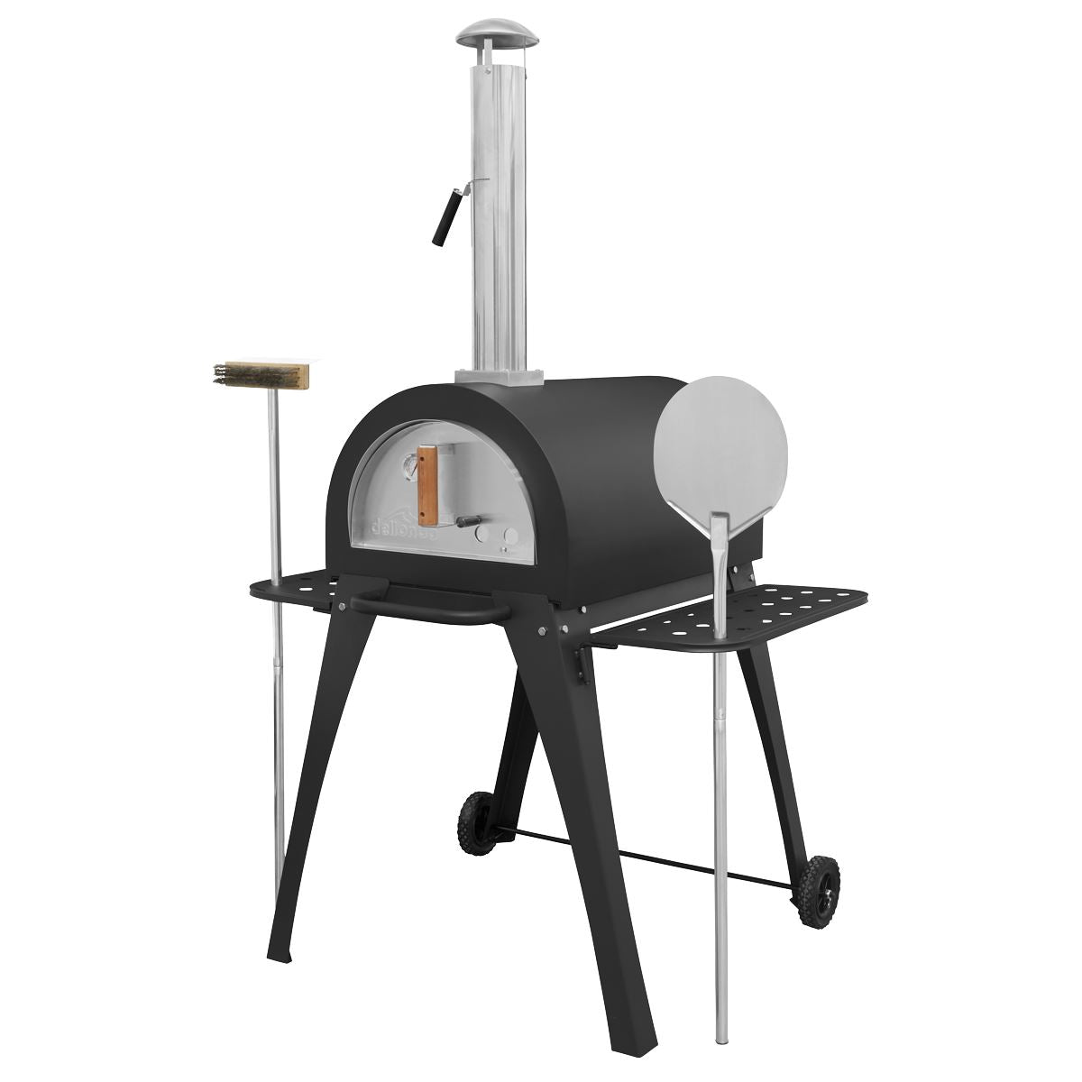 Dellonda Large Outdoor Wood-Fired Pizza Oven & Smoker with Side Shelves & Stand - DG103 DG103