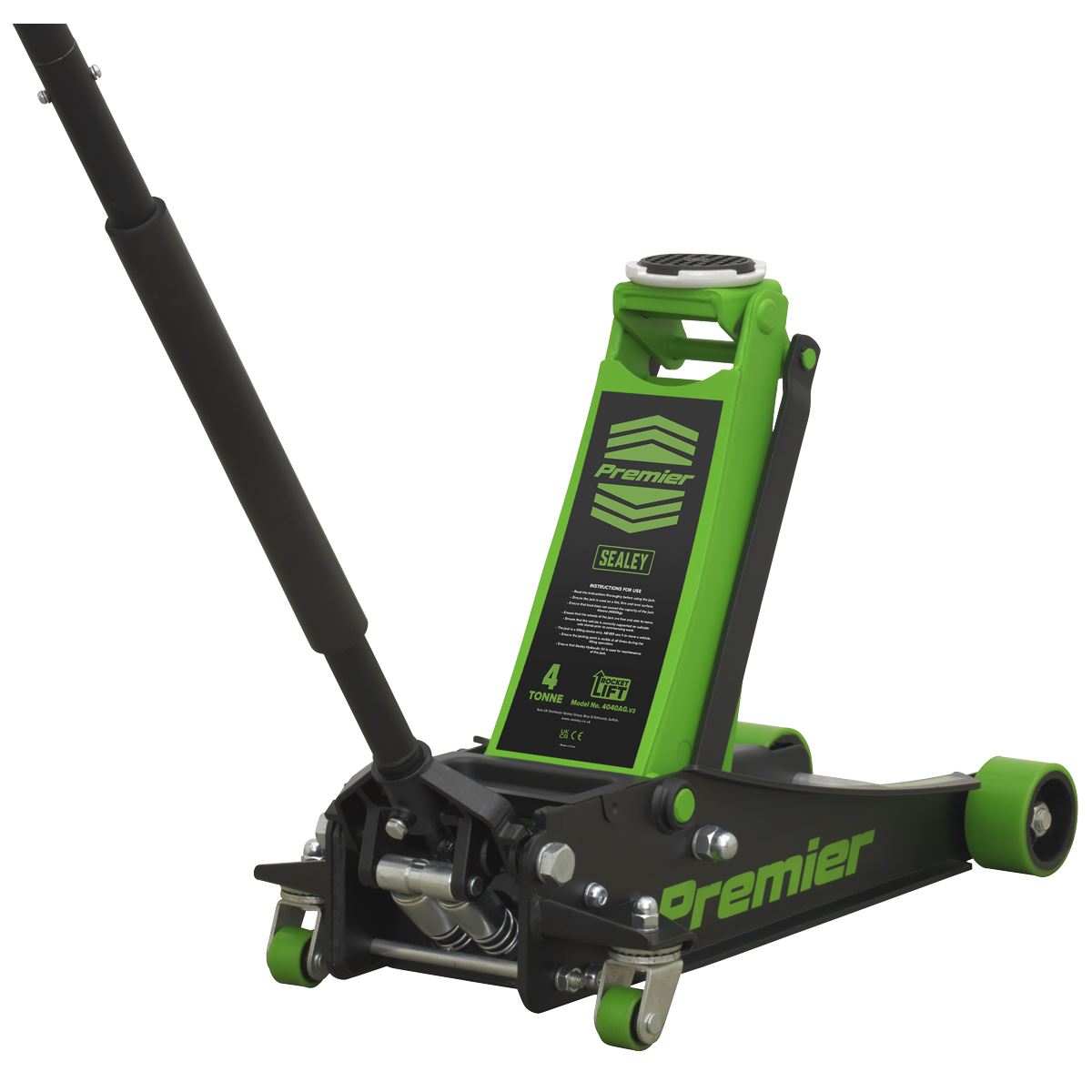 Sealey Trolley Jack 4 tonne Rocket Lift Green 4040AG