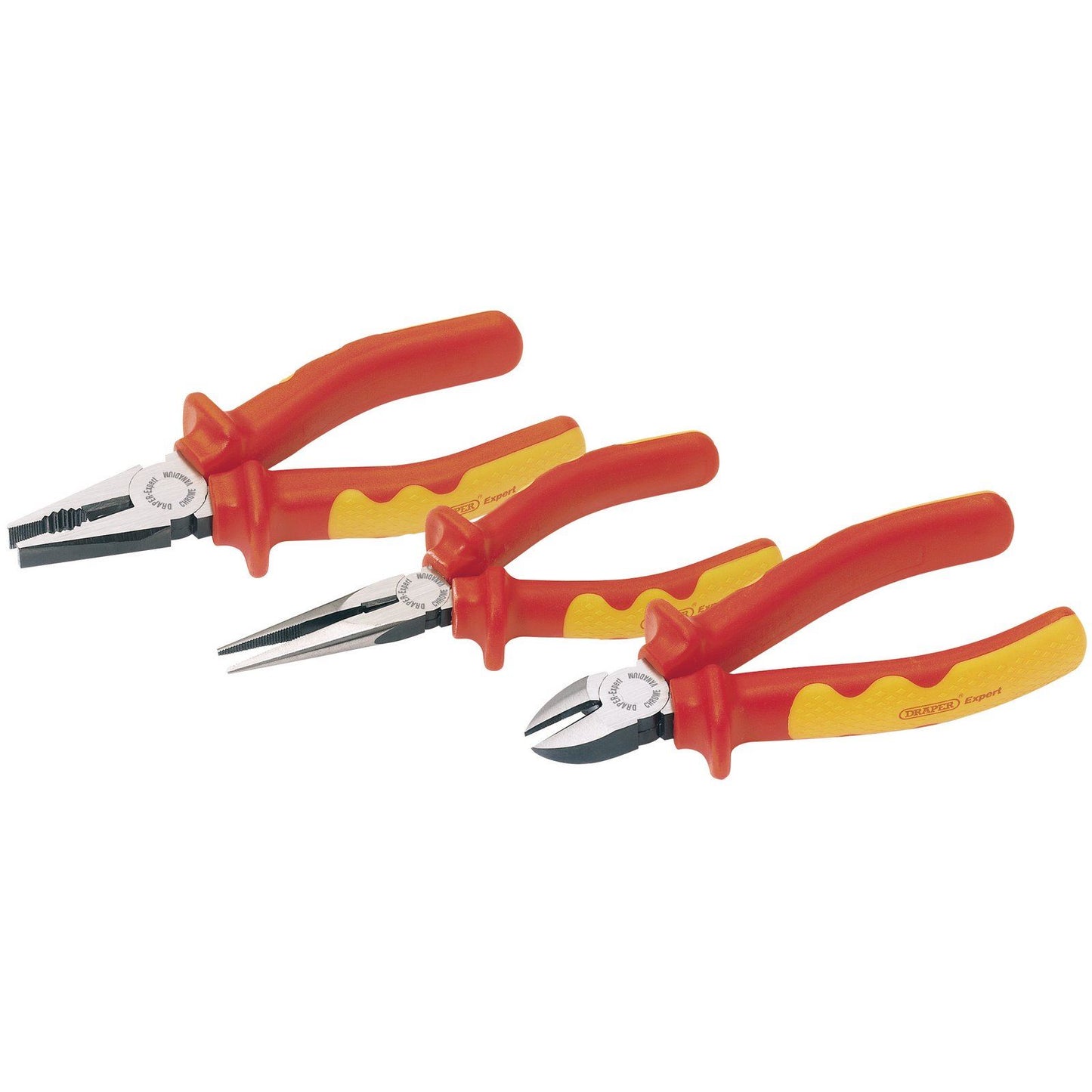 NEW Draper Expert 3pc VDE Combination Pliers Long Nose Pliers Side Cutters - 69288