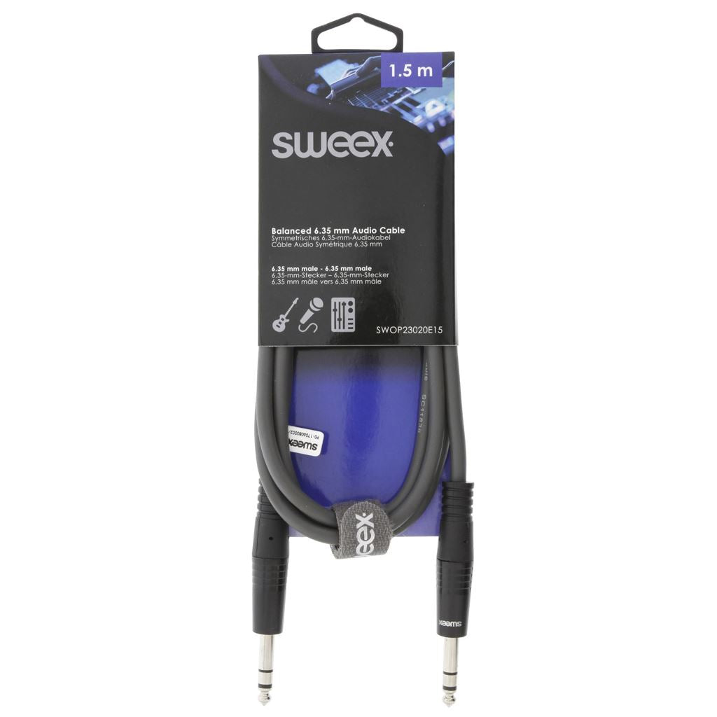 Sweex Stereo Audio Cable 6.35mm Male to 6.35mm Male 1.5m Dark Grey SWOP23020E15 - COTH23020GY15