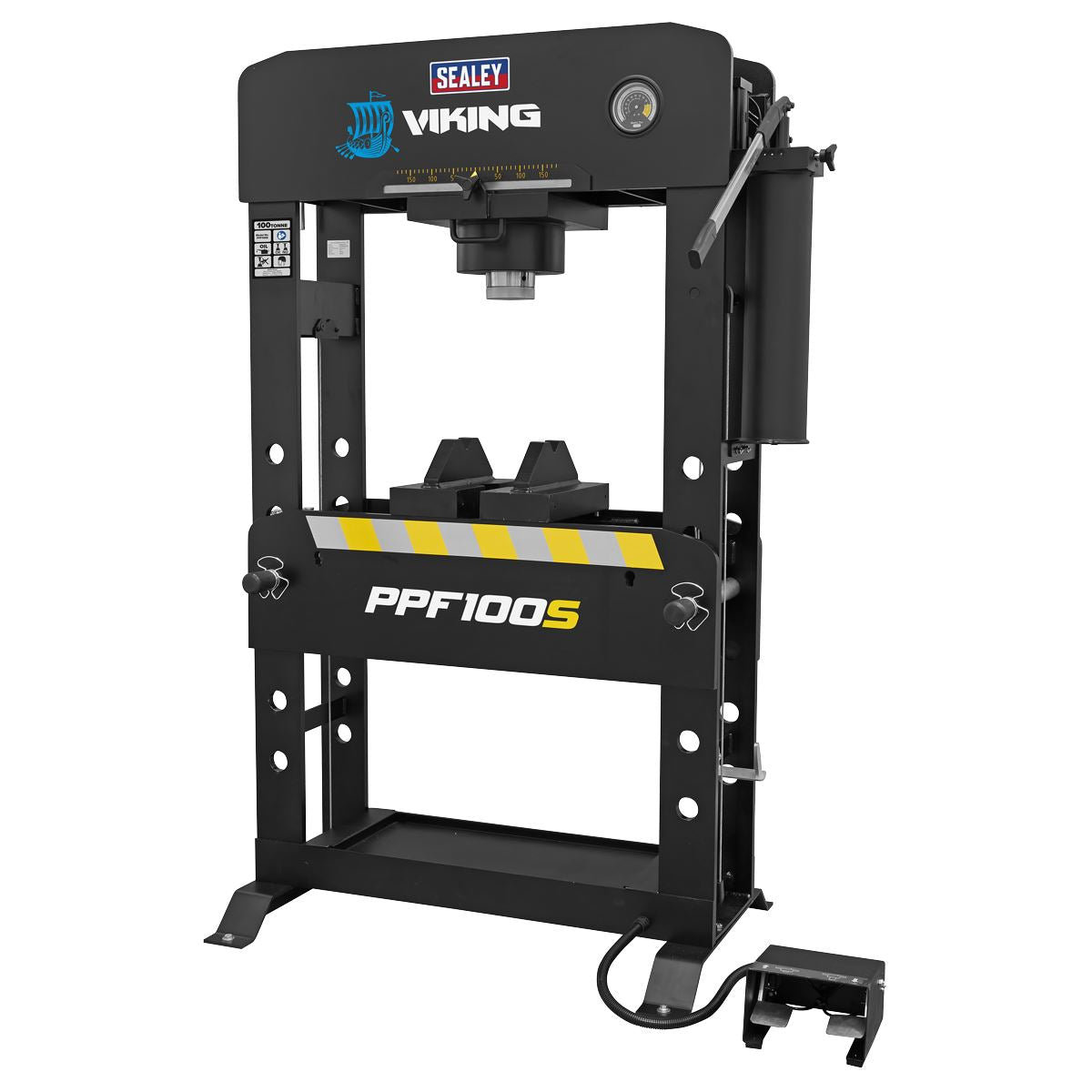 Sealey Viking Air/Hydraulic Press 100 Tonne Floor Type with Sliding Ram and Foot Pedal PPF100S