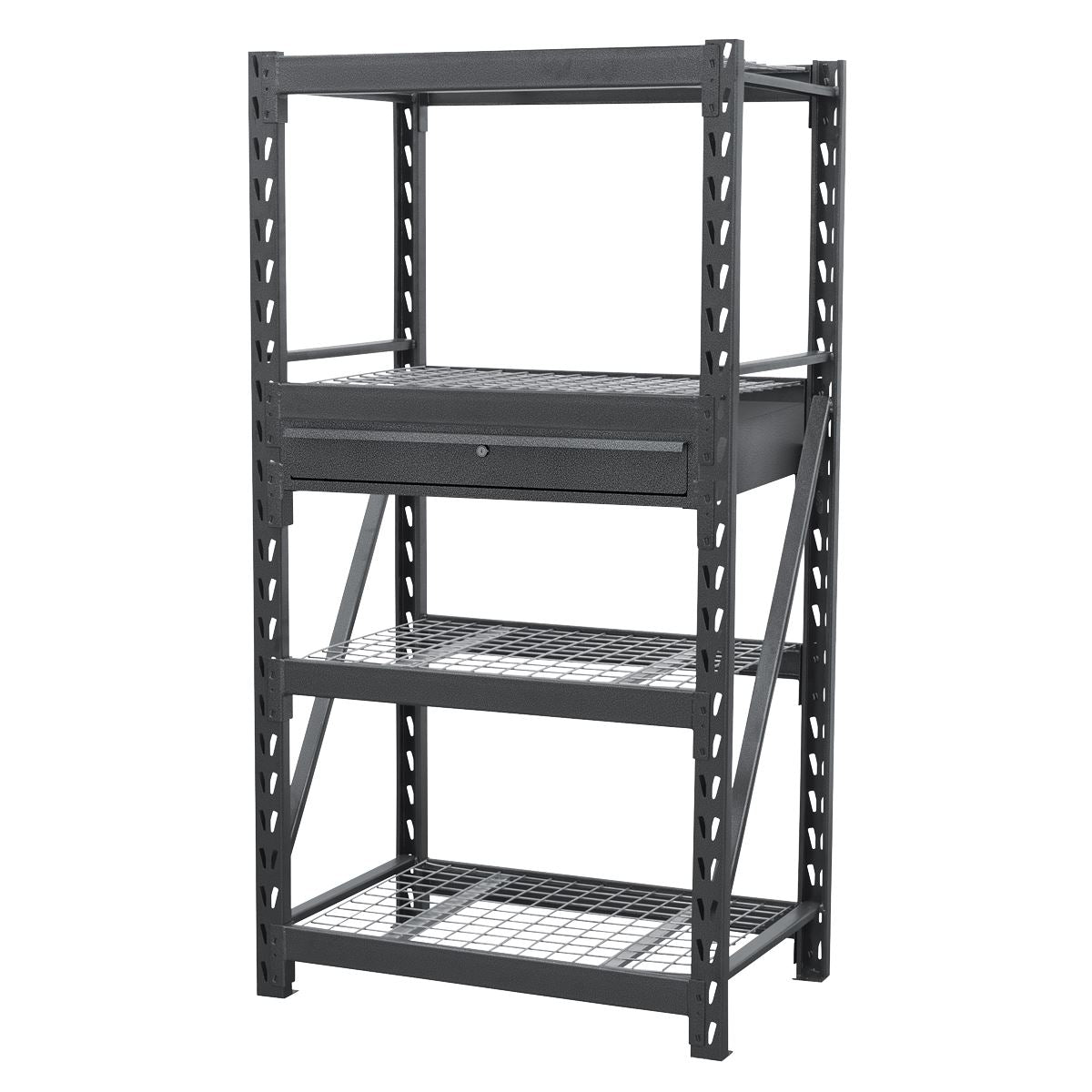 Sealey Heavy-Duty Racking Unit with 4 Mesh Shelves Single Drawer 640kg Per Level