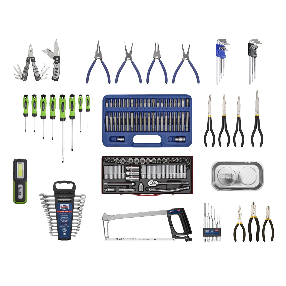 Sealey Topchest & Rollcab Combo 15 Drawer - Black & 147pc Tool Kit APCOMBOBBTK58