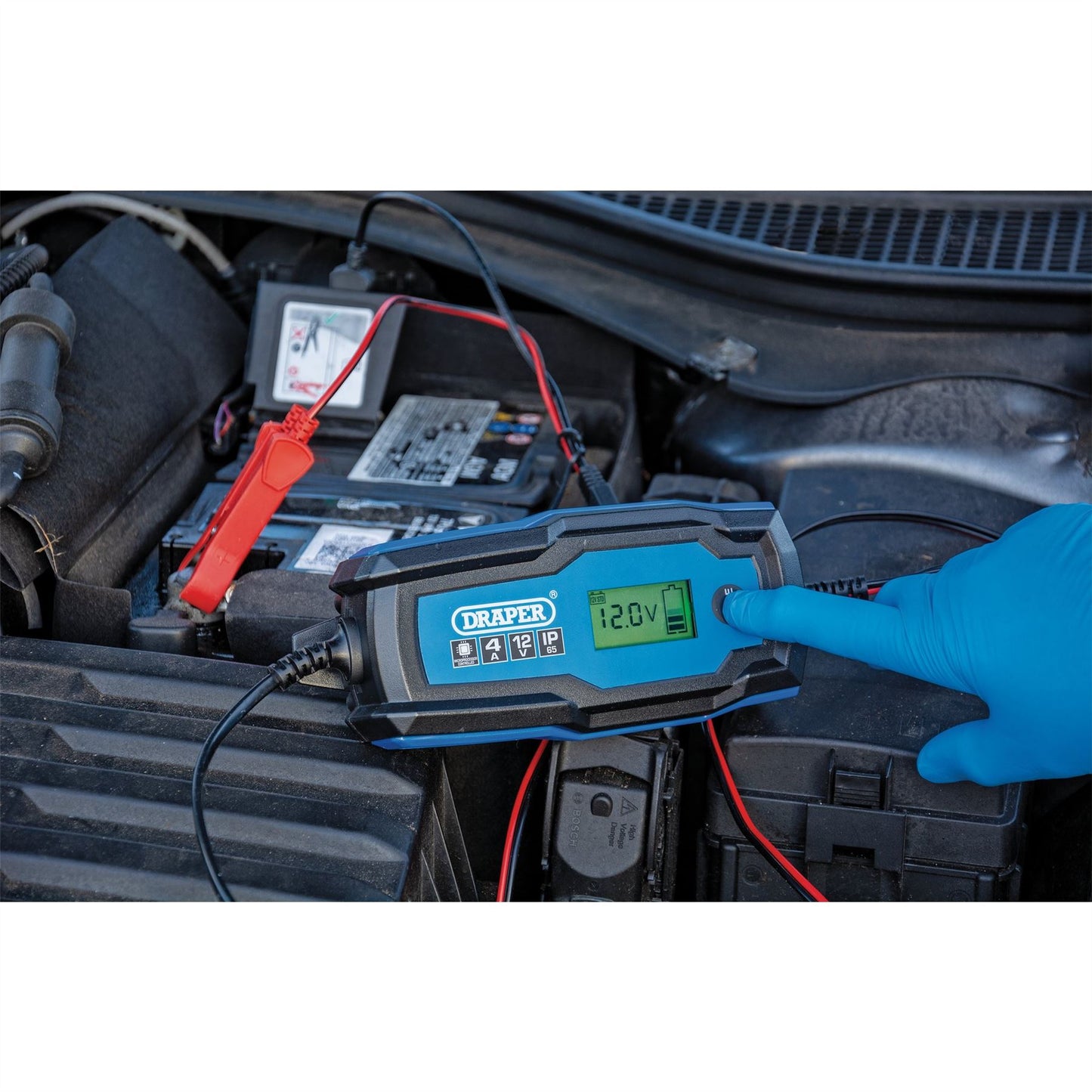 Draper 6V/12V Smart Charger and Battery Maintainer 4A Trickle Charge Booster - 53489