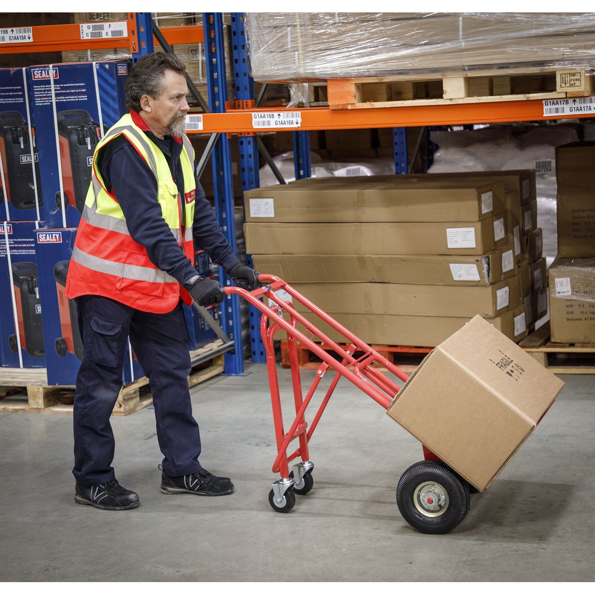 Sealey Sack Truck 3-in-1 with Pneumatic Tyres 250kg Capacity CST989