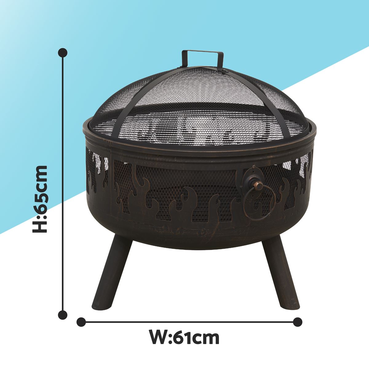 Dellonda Deluxe Firepit Fireplace Outdoor Patio Heater, Cooking Grill & Poker DG117