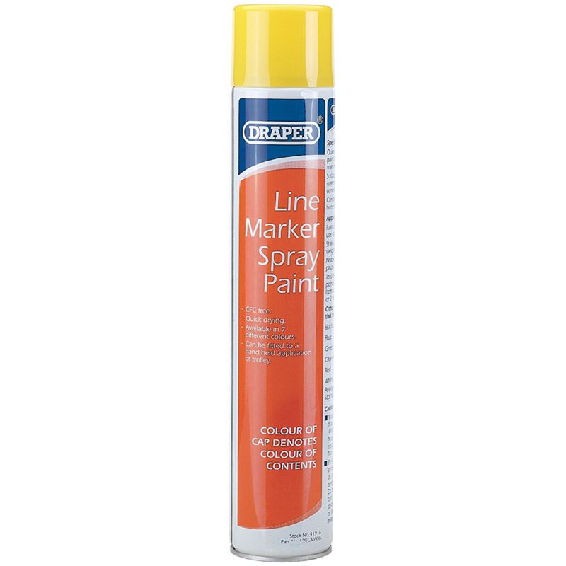 Draper 1x 750ml Yellow Line Marker Spray Paint Professional Tool 41916