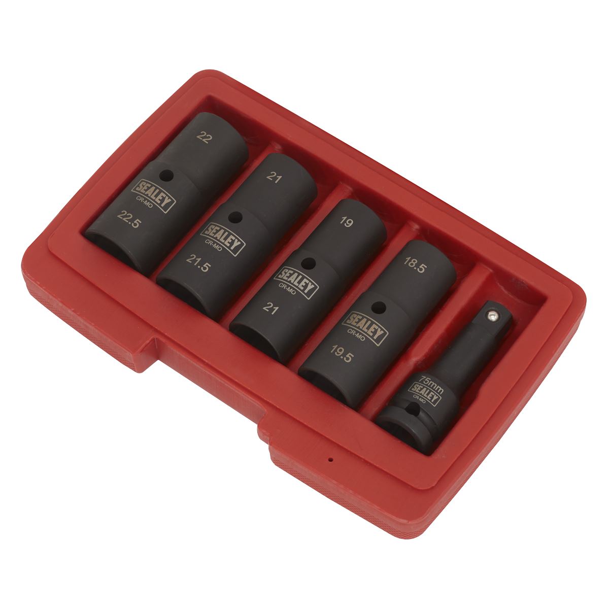 Deep Impact Socket Set 1/2"Sq Drive 80mm Double Ended 18.5-22.5mm - 5pc SX1820