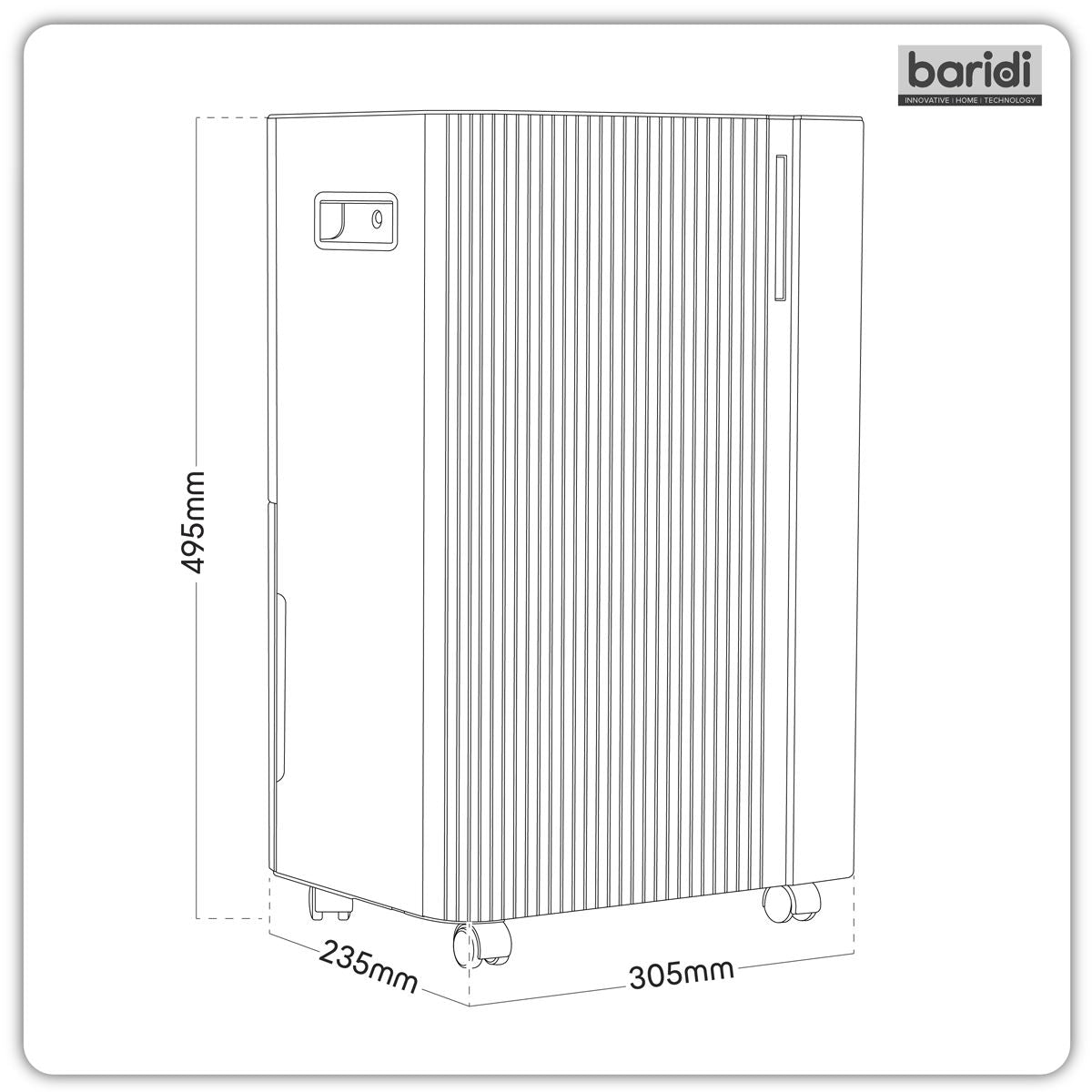 Baridi Dehumidifier with Digital Display & 24hr Timer 12L - White DH147