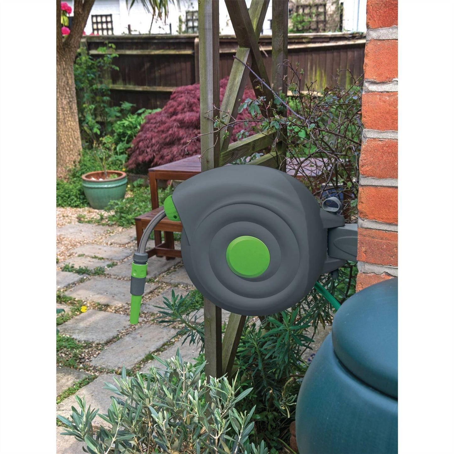 Draper Wall Mounted Retractable Garden Hose Reel Outdoor Watering Hosepipe (20M) - 15046