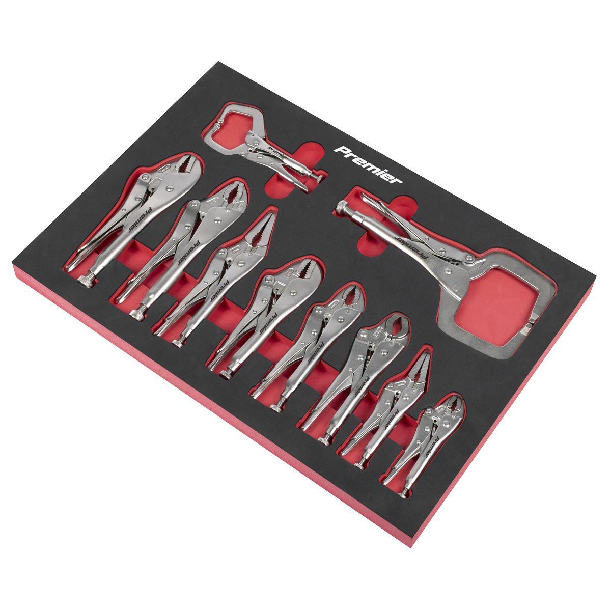 Sealey Premier Locking Pliers Set with Foam Tray 10pc AK6802