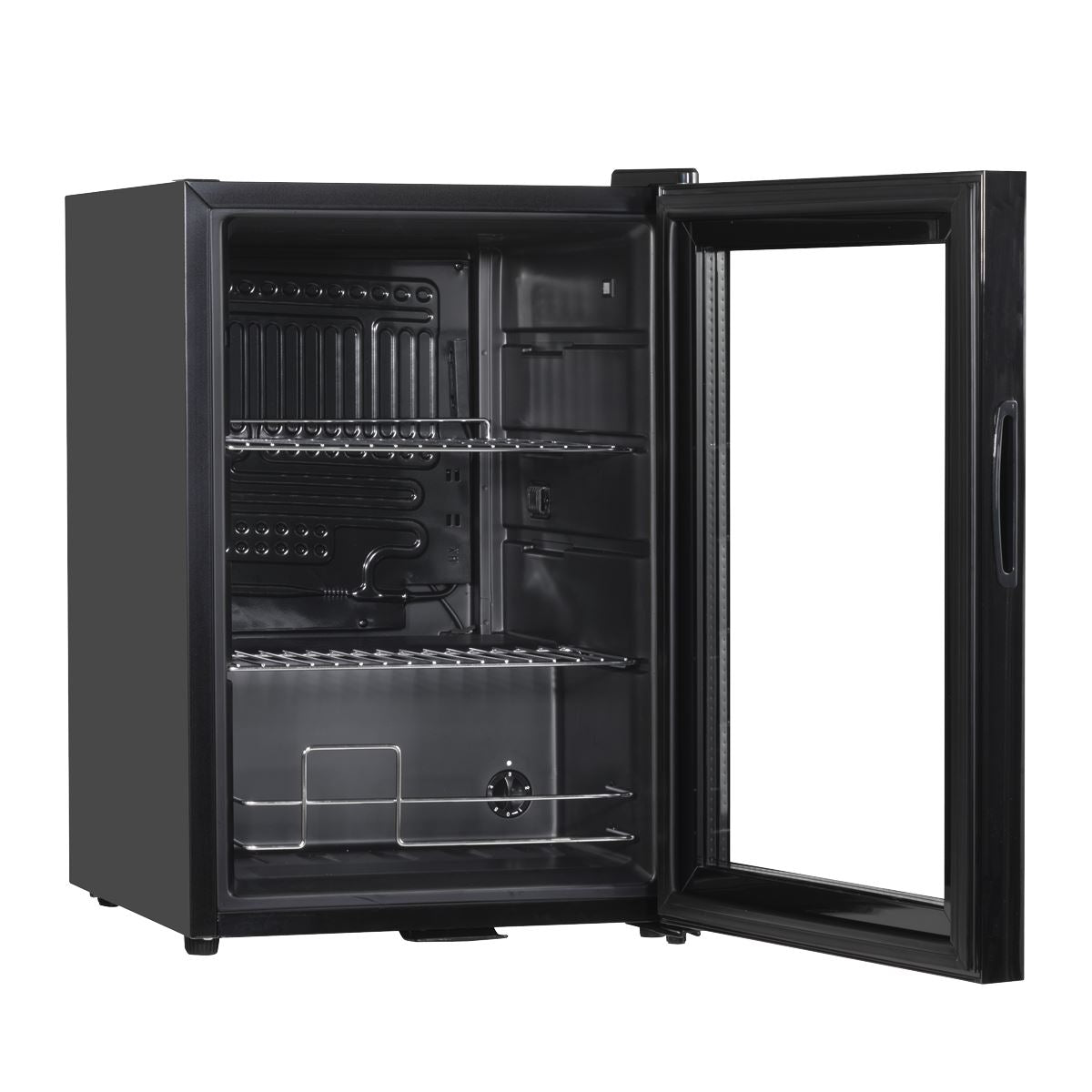 Baridi 60L Beer & Drinks Fridge with LED Light, Black and Glass Door DH62