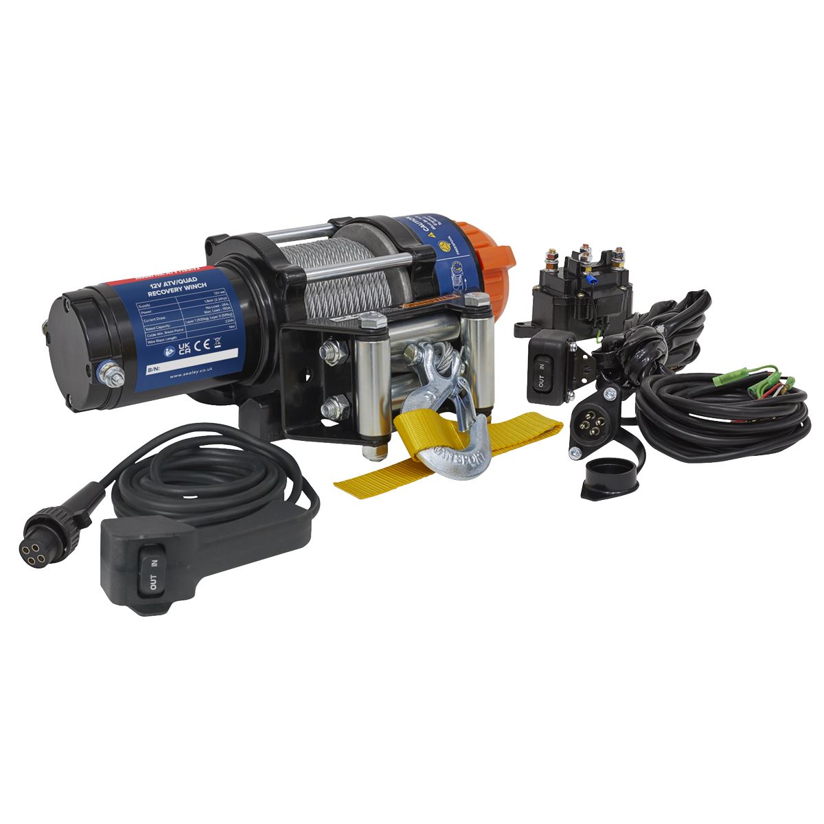 Sealey ATV/Quad Recovery Winch 1135kg (2500lb) Line Pull 12V ATV1135