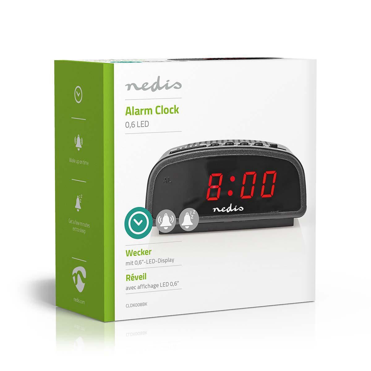 Nedis Digital Alarm Clock 0.6" LED Snooze