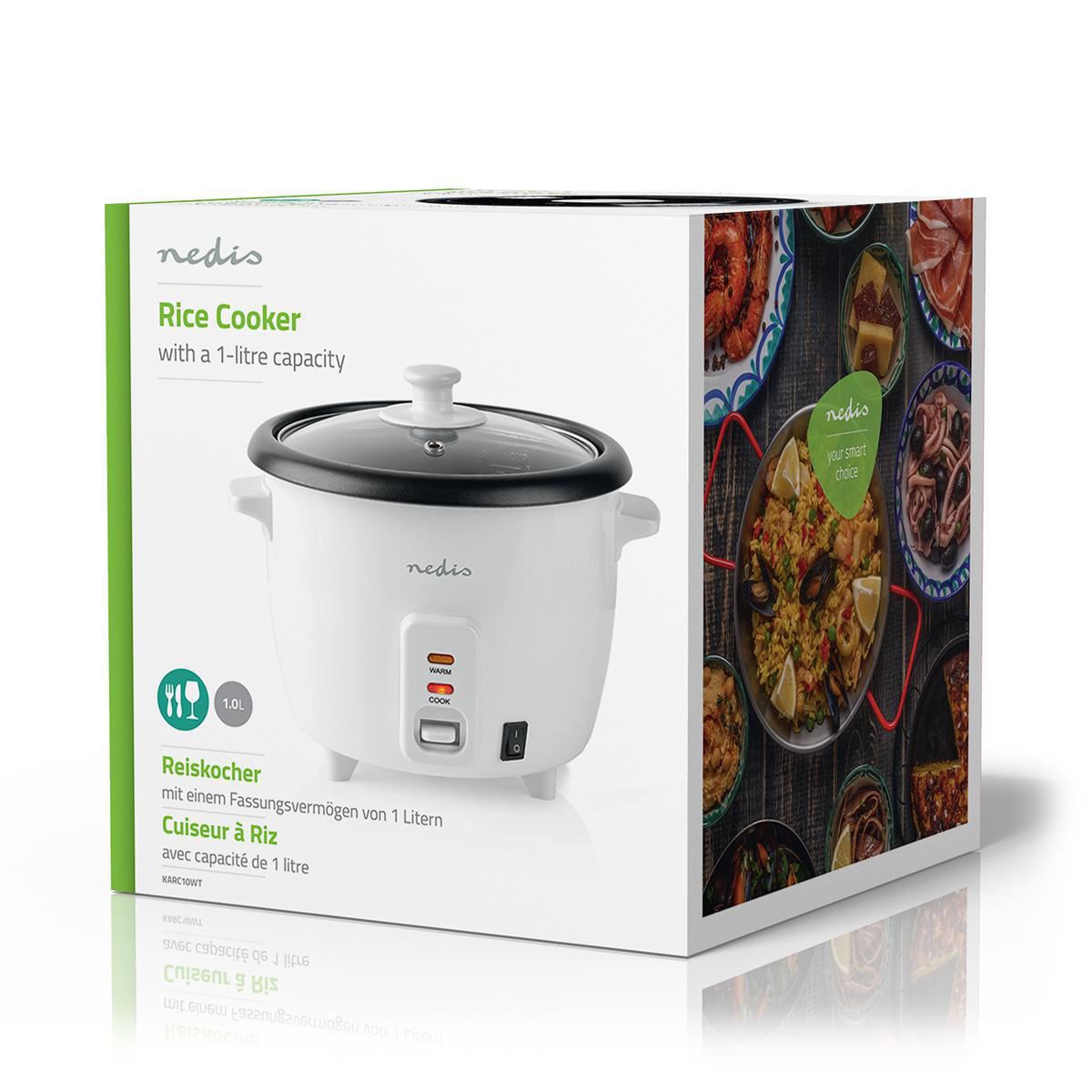 Nedis 400W Rice Cooker 1L Non Stick with Keep Warm Function (Steamer)