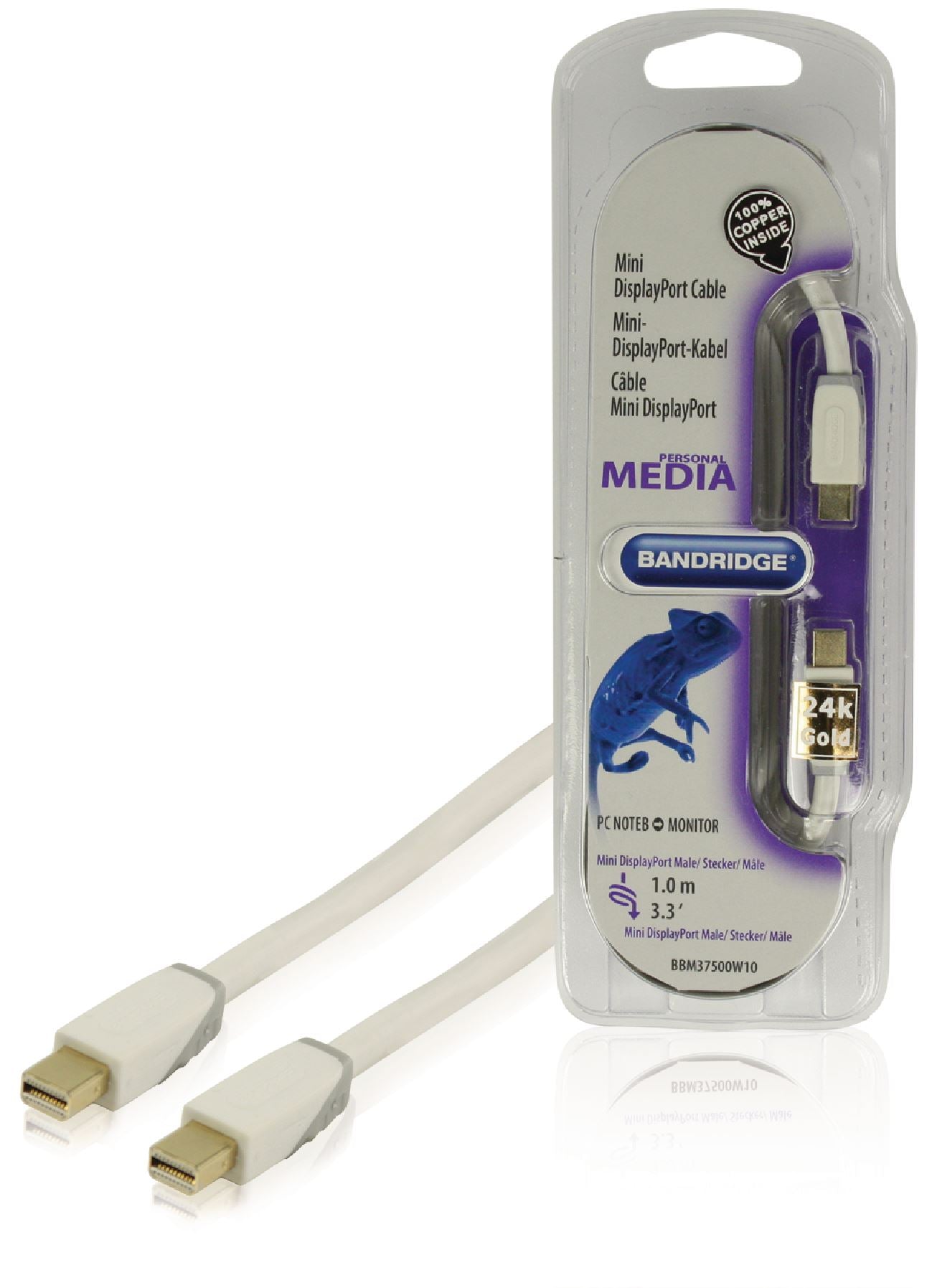 (Disc) Bandridge Mini DisplayPort Adapter Cable 1m (BBM37500W10) stocked GETR Tracked