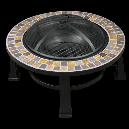 Dellonda 30" Deluxe Traditional Style Fire Pit/Fireplace/Outdoor Heater - Slate DG111